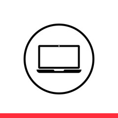 Laptop vector icon, device symbol. Simple, flat design for web or mobile app