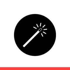 Magic wand vector icon, illusion symbol. Simple, flat design for web or mobile app