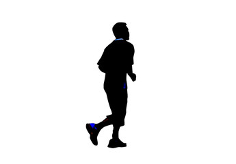 silhouette men run exercise for Health At area Stadium Outdoors on white background with clipping path.
