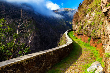 Mountain landscape. View of mountains near Funchal city. Madeira Island, Portugal, Europe.