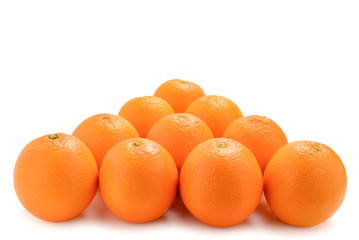 Pyramid of Oranges isolated on white background.