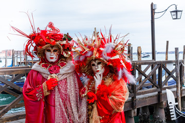 Venice, Italy. Carnival of Venice, beautiful masks at St. Mark's Square