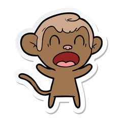sticker of a shouting cartoon monkey