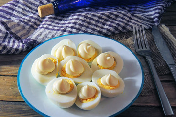 boiled eggs with sauce
