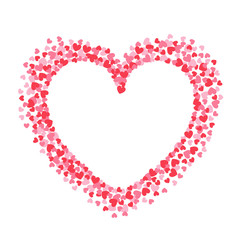 Heart shape, red confetti with white background