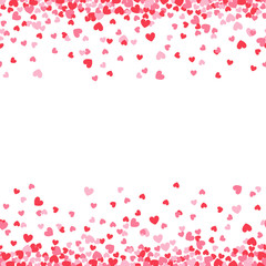 Valentines day card template with pink and red heart borders