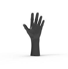 Black hand on a white background. 3d image, 3d rendering