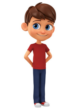 Cartoon character shy boy on a white background. 3d rendering. Illustration  for advertising. Stock Illustration | Adobe Stock