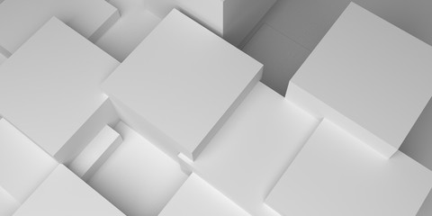 3D white cubes background illustration