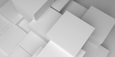 3D white cubes background illustration