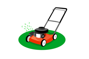 Lawn mower isolated on white background. 