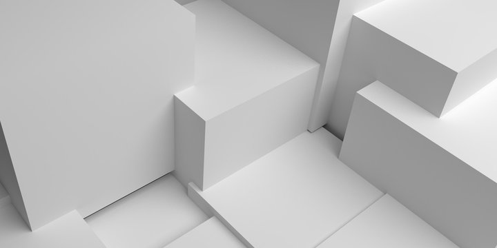 3D white cubes background illustration