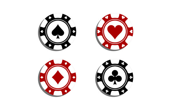 poker chips with card symbols