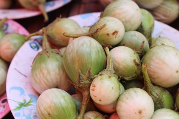 Fresh eggplant green organic at street food