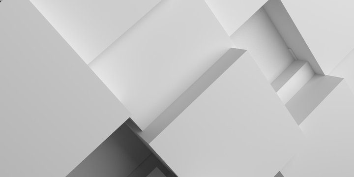 3D white cubes background illustration