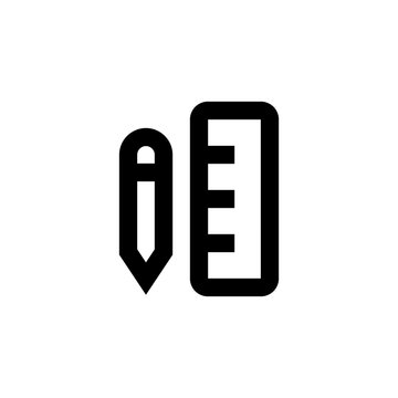 Pen and liear icon.  Drawing tool sign