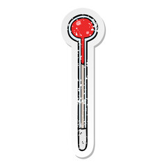 distressed sticker of a cartoon thermometer