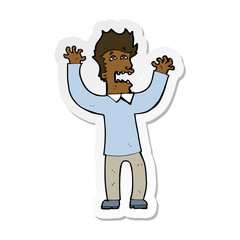 sticker of a cartoon terrified man