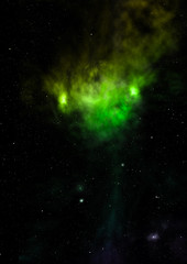 Star field in space and a nebulae. 3D rendering