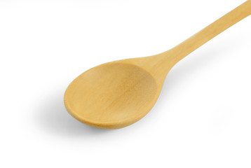 Empty Wood spoon on white background