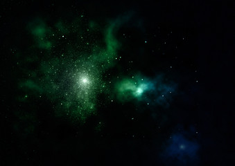 Star field in space and a nebulae. 3D rendering