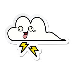 sticker of a cute cartoon storm cloud