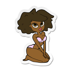 sticker of a cartoon woman wearing bikini