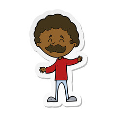 sticker of a cartoon happy man with mustache