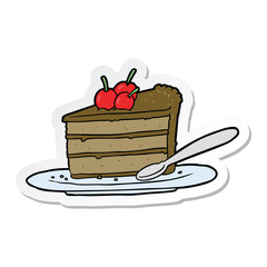 sticker of a cartoon chocolate cake