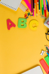 ABC Word School Stationery Colored Supply Flat Lay