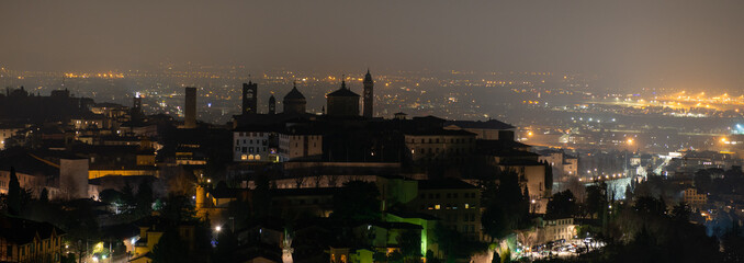 Skyline of the old city of Bergamo