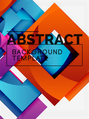 Color square composition with text. Geometric abstract background