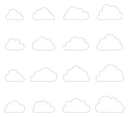 Cloud shapes collection, thin lines icons