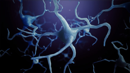 3d render Neuron cells connections world abstract