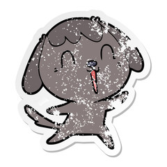 distressed sticker of a cute cartoon dog