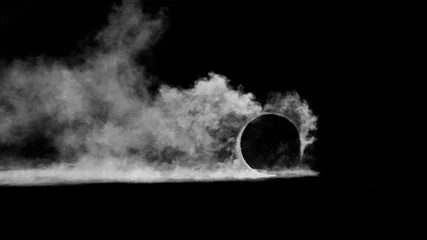Schilderijen op glas 3d render burnout wheels with smoke on black background © davstudio