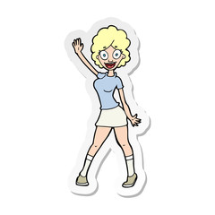 sticker of a cartoon woman dancing