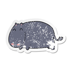 distressed sticker of a cartoon hippo