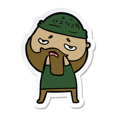 sticker of a cartoon worried man with beard