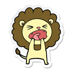 sticker of a cartoon angry lion
