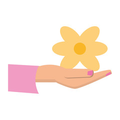 hand holding flower cartoon