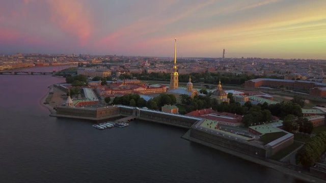 Aerial view of Petropavlovskaya krepost of Saint-Petersburg.
