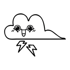 line drawing cartoon storm cloud