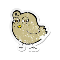 retro distressed sticker of a funny cartoon bird
