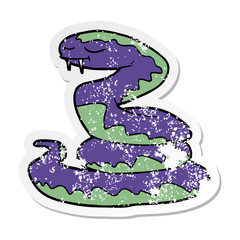 distressed sticker of a cartoon snake