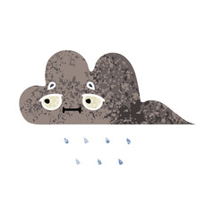 retro illustration style cartoon storm rain cloud
