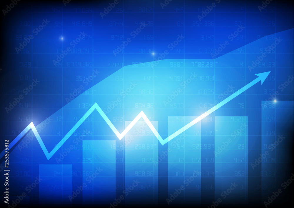 Poster vector : business graph and arrow with stock board
