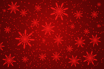 Naklejka na ściany i meble Christmas, snowflakes on red background.