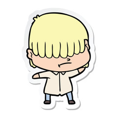 sticker of a cartoon boy with untidy hair