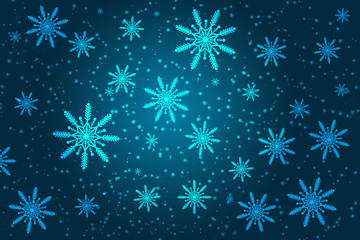 Naklejka na ściany i meble Christmas, Bokeh snowflakes blue background